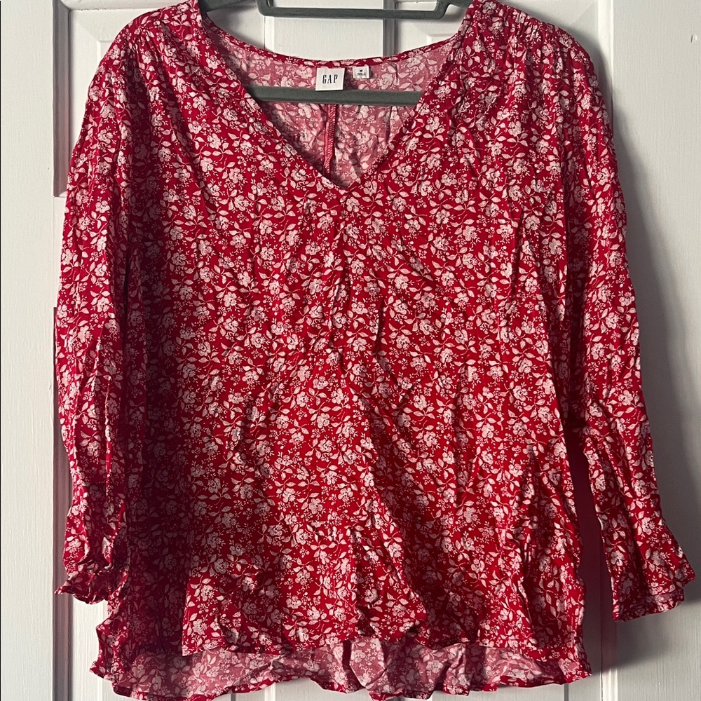GAP Women's Red Floral Blouse